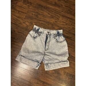 French Navy VTG Paper bag Acid Wash Denim High Rise Mom Shorts | Women's 10